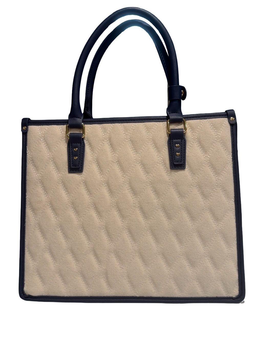Betsey Johnson NWT Cream Quilted Navy Blue Trim Sardine Charm Crossbody Bag P243 - Picture 2 of 13